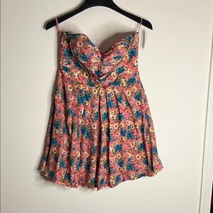 NWT Love Point Floral Pink Strapless Dress